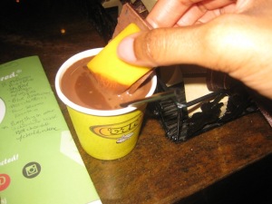 Puerto Rico: Chocolate and Cheddar Cheese Dipped in Hot Chocolate at Casa Cortes