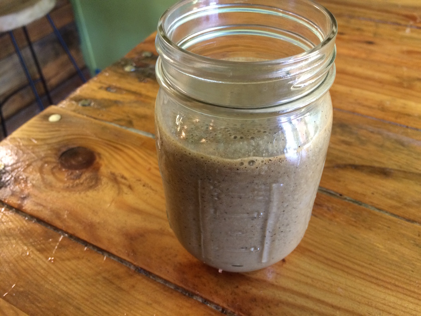 The Choco Banana Protein Smoothie. I am beginning to believe that anything served in a mason jar will be exquisite.