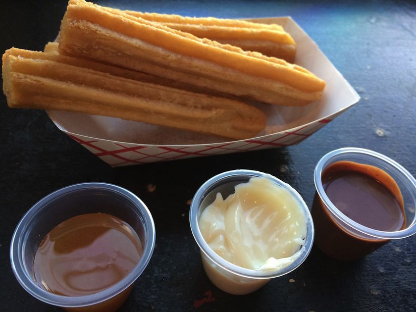 Oh, my goodness the churros were so good. But honestly, when aren't churros good? They were sugary and crunchy on the outside and soft on the inside. Plus, they came with not one, not two, but three different dipping sauces. I believe the flavors included chocolate, caramel, and I couldn't quite put my finger on the white sauce. Either way, the churros were great. 