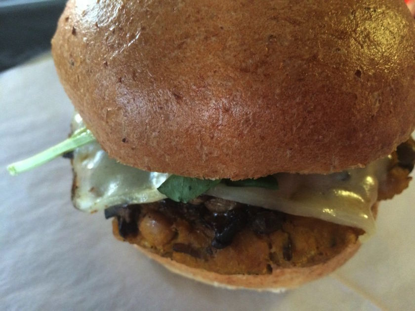 Up close and personal with the #18 house-made veggie burger.
