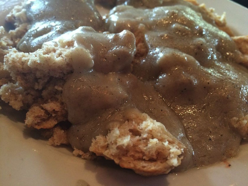 Here's a close up of the biscuits and gravy. Looks good, right!